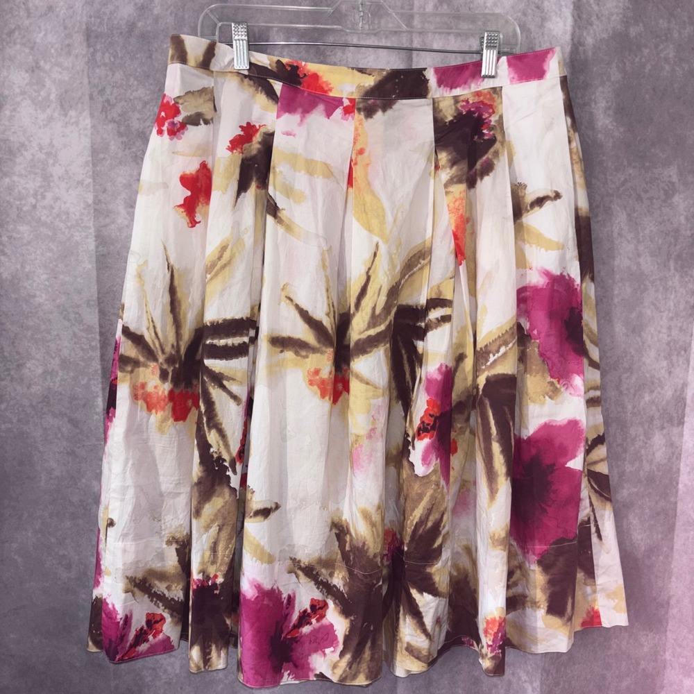 Talbots Women 14‎ Multicolor Floral Pleated Midi Skirt Cottagecore